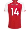 2023 24 Saka Arsen Soccer Jerseys Smith Rowe G.Jesus Saliba Fan Fans Version Version Odegaard Martinelli 2023 24 Nketiah Football Kits Рубашка мужские детские мальчики устанавливают униформу