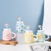 Love Cartoon Ceramic Cup Student Mug High Beauty Summer Straw Cup Household Coffee cup