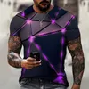 T-shirt a maniche corte con stampa digitale da uomo nuova estate Tendenza moda T-shirt girocollo ampia e versatile