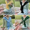 Sclesves College Style Retro Kitted Knotted Small Cloak Neckerchief Lady All Match Match Evengament Shaws Wraps Conder Neck Dickf Poncho