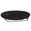 Portable Folding Saucer Chair Soft Faux Fur W/ Metal Frame for Living Room Black