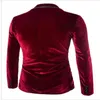 Burgundy Velvet Blazer Traje Hombre Mor Siyah kadife takım elbise Ceket Erkekler Günlük Moda