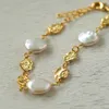 Ins Wind pièce d'or baroque femmes minimaliste décrit perle mode Bracelet dames boucles d'oreilles collier ras du cou