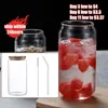 Mugs Creative Can Shape Tea Juice Milk Glass Cup Bamboo Lid Coffee Mug Drink High Borosilicate Drinkware Durable 230621