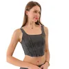 lu women yoga jeans bra crop top bodyconタンクデニムスポーツブラスガール高弾性スポーツタンクレーサーバックランニングジム