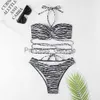 Costumi da bagno taglie forti da donna Sexy Zebra a righe Halter Bikini Set da donna String Around Costumi da bagno Costumi da bagno a fascia Costume da bagno Biquinis Bikini 2023 Mujer x0621