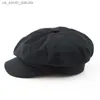 54 cm 56cm 57,5 ​​cm 59 cm 61-62 cm Chilren Canvas Cap Cap Lady Fashion Hat Wool Fel Felt Men Men Octagonowa kapelusz L230523