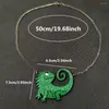 Pendant Necklaces KUGUYS Lizard Chameleon Necklace For Women Men Green Glitter Acrylic Animal Black Chain Fashion Jewelry Accessories