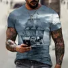 Men's T-Shirts Vintage Men Ship T-shirts 3D Printed Pirate Ship Crew Neck Short Sleeve T Shirt For Men Oversized Tops Tee Shirt Homme Camiseta 230620