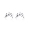 Ohrstecker CKK Silber 925 Schmuck Tiara Wishbone Für Frauen Geschenk Sterling Original Ohrring