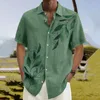 Erkekler için Rahat Gömlekler Hawaii Erkekler Palmiye Ağacı Baskı Basit Gömlek Yaz Kısa Kol Giyim Sokak Seyahat Tatili Büyük boyutlu