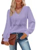 Chemisiers pour femmes Chemises Casual Dentelle Col en V À Volants À Manches Longues Blouse Femmes 2023 Printemps Habillé Élégant Lâche Évider Chemises Tee Top Tunique T-shirts J230621