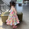 Abiti da ragazza Ragazze Summer Vest Dress Kids Colored Donuts Princess Beach 3-7 anni Cartoon Print Vestidos Abbigliamento alla moda per bambini