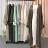 Etnische Kleding Ramadan Open Abaya Kimono Femme Moslim Satijn Hijab Jurk Abaya voor Vrouwen Dubai Kaftan Gewaad Islam Elegante Bescheiden Kleding 230620