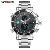 WEIDE Mens Quartz Digital Sports Auto Date Back Light Ripetitore di allarme Più fusi orari Orologio da polso con cinturino in acciaio inossidabile293a