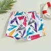 Shorts Citgeett Summer Kids Boys Wavy Print Elastic Drawstring Beach Shorts Swimwear Bathing Suit Clothes 230620