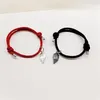 Link Pulseiras 2 Pçs Coração Magnético Casal Pingente Pulseira Conjunto Para Homens Mulheres Amante Amigo Amizade Trança Corda Ímã Jóias Sl634