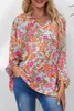 Wholesale Fall Women Clothes Floral Print Loose Fit Ruched V Neck Blouse Women AST251213580