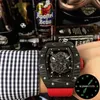 Richardmill Relógios Luxo Milles Relógio Negócios Lazer Fibra de Carbono Masculino Fita Mecânica Retangular Brilho Todo Oco Moda Personalidade Dominante Tw1q