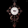 Wandklokken Nordic Vintage Klok Woonkamer Persoonlijkheid Retro Mute Horloge Huishouden Hal Ijzer Ornament Woondecoratie