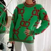 Swetery damskie Design długim rękawem Różowy sweter Zielony zielony y2k o szyja luźne powiatowe płaszcze pullover