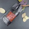 Cuchillo plegable de colección Damasco hecho a mano con funda de cuero delicado mango de madera cuchillo EDC de bolsillo clásico para exteriores