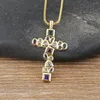 Chaînes AIBEF Croix Simple Géométrique Strass Pendentif Cuivre CZ Exquis Collier Accessoires Cadeau Quotidien Porter Prier Bijoux Religieux