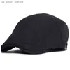 Cotton Newsboy Caps Uomo Solid Soft Casual Fashion Beret Hat Golf Driving Cabbie Hat Flat Ivy Cap Four Seasons L230523