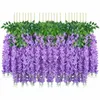 Çiziciler Potlar 1 PCS 43.3inch Yapay Wisteria Flower Fake İpek Dizeleri Düğün Merkezi Bahçe Duvar Dekorasyonu için Çelenk Asma 230621