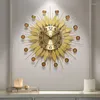 Horloges murales Style nordique salon horloge circulaire chambre créative muet Simple métal doré rond montres décor à la maison
