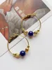 Dangle Earrings Blue Lapis Lazuli Vntage Niche High-end Large Hoop Retro Jewelry