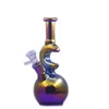 1 Stück 7,5-Zoll-Mondform-Wasserpfeifen Glasbong Nanobeschichtung Bunte Dab-Ölplattformen Bubbler 14-mm-weibliche Rauchwasserpfeifen mit 14-mm-Gleitschüssel-Downstem-Ölbrennerrohr