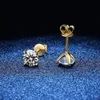 Boucles d'oreilles en or jaune 14 carats S925 en argent sterling 2CT diamant mariage fiançailles 4 griffes boucles d'oreilles bijoux classiques 230620