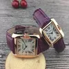 Orologio da uomo nuovo in oro rosa Gentalmen coppia di lusso uomo donna moda orologio da polso in pelle quadrante quadrato marrone femminile Relogio Montre maschio 245T