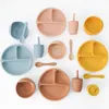 Cups Dishes Utensils Bpa Free Childrens Tableware Fashionable Soft Silicone Food Plates Easy To Clean Washing Up Straw Cup Spoons Cute Gadget 230621
