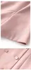 2023 Summer Pink Solid Color midja bälte klänning Kort ärm Lapel Neck-knappar Knäslängd Casual Dresses W3L049508