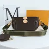 디자이너 가방 오래된 꽃 갈색 3 개의 어깨 가방에 3 개의 컬러 어깨 끈 클러치 콤보 엠보싱 패션 럭셔리 멀티 포케 트 여자 메신저 백 지갑