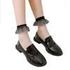 女性靴下夏の薄いクリスタルガラス繊維足首甘い水玉ruftleレース