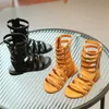 Römischen Stil Mädchen Sandalen Sommer Offene spitze Feste Sandalen Kinder Gladiator Hochwertige Schuhe