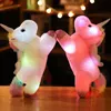 Animaux en peluche en peluche 1 pc 38 cm LED Licorne en peluche Jouets en peluche Light Up Jouets Animaux en peluche Mignon Cheval Jouet Doux Poupée Enfants Jouets De Noël Cadeaux D'anniversaire 230621