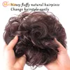 Bangs MEIFAN Topper Closure Wavy Curly Hairpieces Clip In Hair Extension Natural Black Brown Hair with Bangs Cover Gray top Hairpieces 230620
