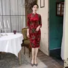 Etnische kleding 2023 moderne dames cheongsam Chinese traditionele qipao-jurk print bloem dames kort slank sexy split plus maat 4xl