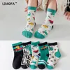 Skarpetki dla dzieci LJMOFA 5 par Socks for Girls Boy Cartoon maluch bawełniane skarpetki sportowe cztery sezony Socks Tube C161 230620