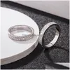 Band Rings Starry Ring Love Nail Designer för Womens Titanium Steel Rose Gold Sier Plated With Fl Diamond Man Wedding Engagement Gif DH4HP