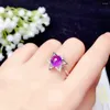 Cluster Rings Est Star Style Purple Amethyst Gemstone Ring for Women Ornament Round Shiny Gem Real 925 Silver Birthstone Gift