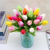 Flores decorativas 10 pçs bulbos de tulipa tulipas de látex flor artificial buquê de noiva falsa decoração para casamento