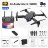 K3 E99 미니 드론 4K HD 광각 듀얼 카메라 WiFi FPV 공기 압력 고도 홀드 쿼드 콥터 RC 포켓 셀카 브러시리스 헬리콥터 장난감