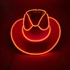 Cloches Western LED Sombrero de vaquero Sombrero de vaquera Retro LED Luz Brim Jazz Sombrero de copa Brillante Sombrero de novia Cosplay Traje de vaquero para mujeres Hombres 230620