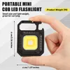 Mini Magnetic Cob KeyChain Light Light USB Raddbar ficklampa 3 Ljuslägen Portable Folding Bracket Work Lamp