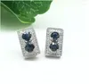 Stud Earrings Sapphire Earring Free Sipping Jewelry Natural Real 925 Silver Gem Size 3 3mm 2pcs